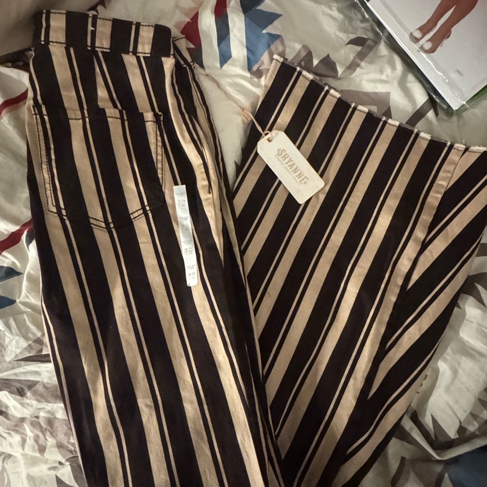 Shyanne Black and Tan Striped Flare Jeans
